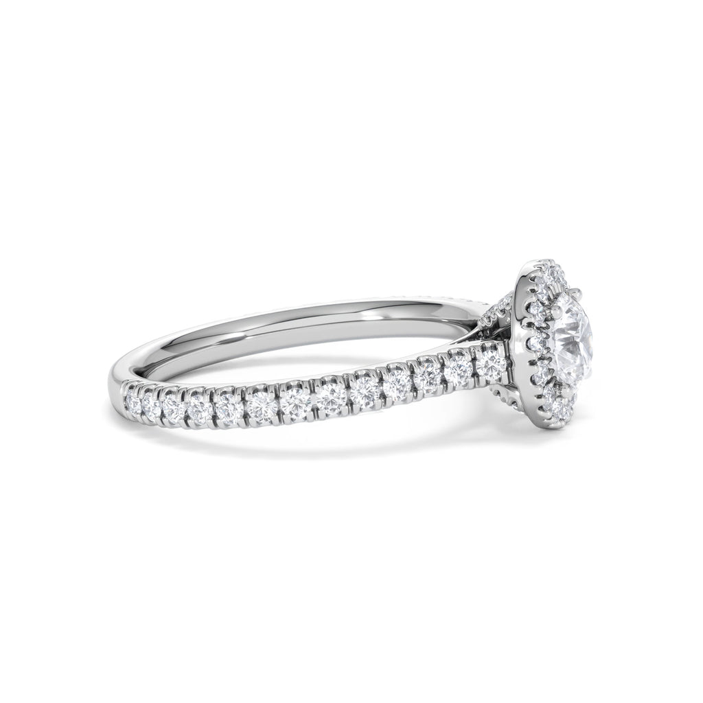 Reina Lab Diamond Halo Engagement Ring in Platinum 1.10ct F/VS1
