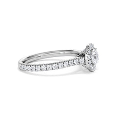 Reina Diamond Halo Engagement Ring in 18K White Gold 1.10ct G/SI2