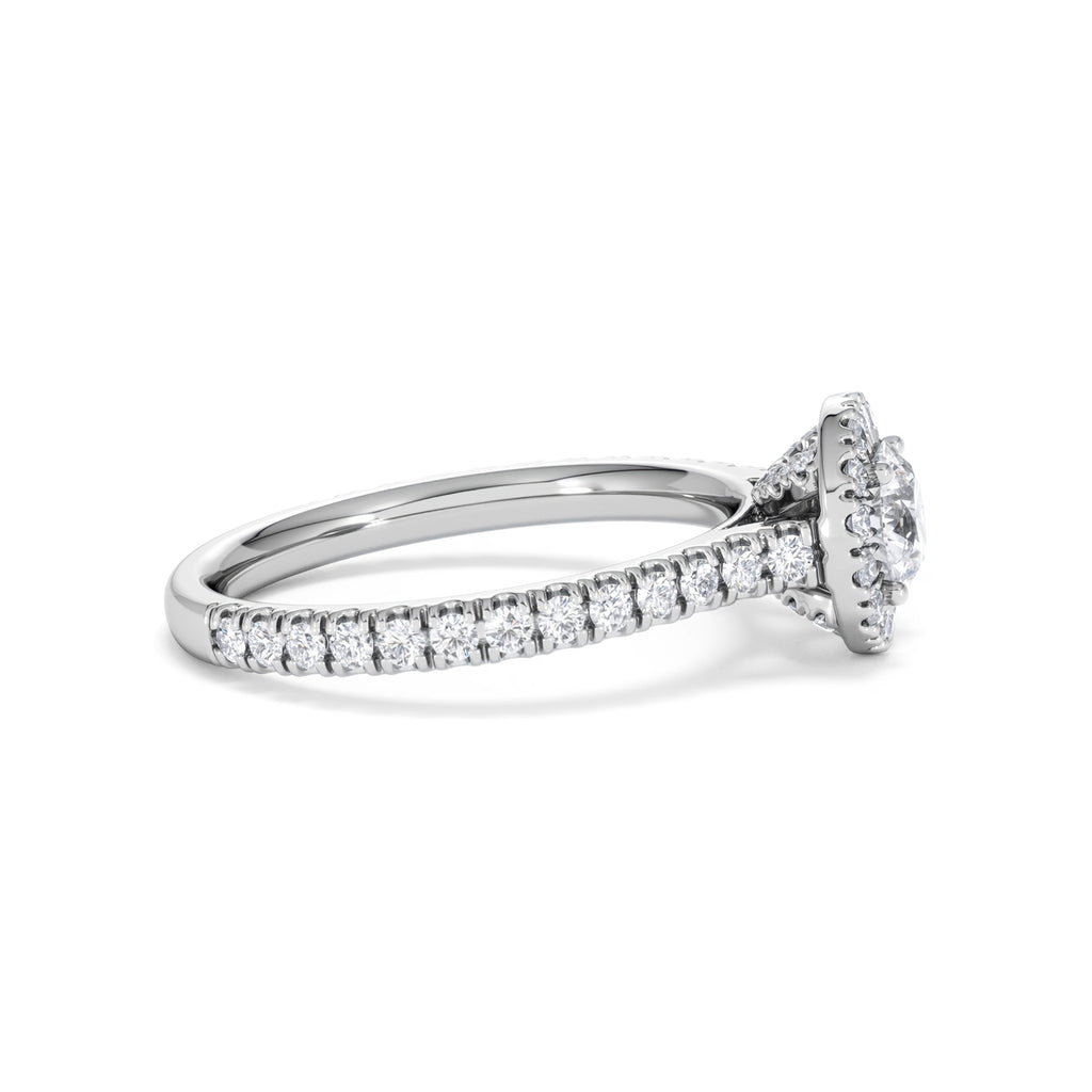 Reina Diamond Halo Engagement Ring in 18K White Gold 1.10ct G/SI2