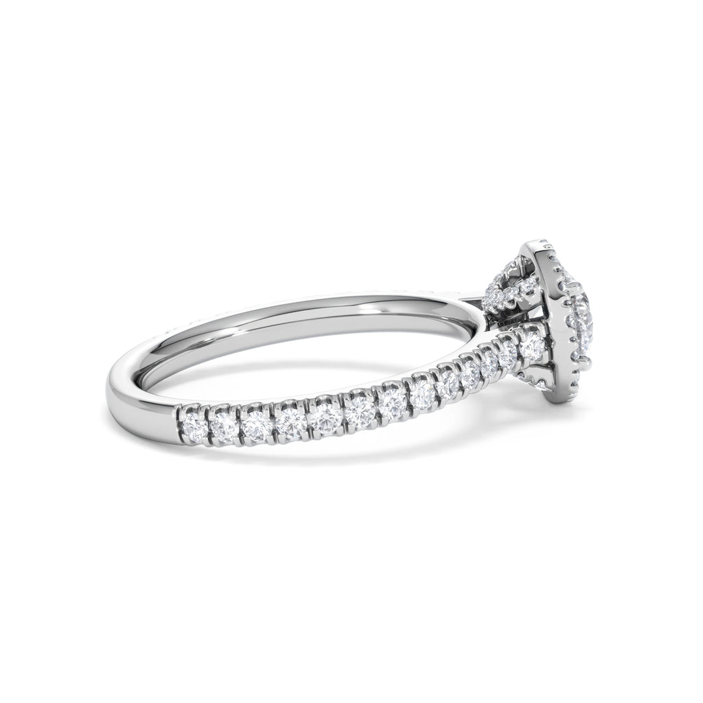 Reina Diamond Halo Engagement Ring in 18K White Gold 1.10ct G/SI2