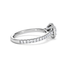 Reina Diamond Halo Engagement Ring in 18K White Gold 1.10ct G/SI2