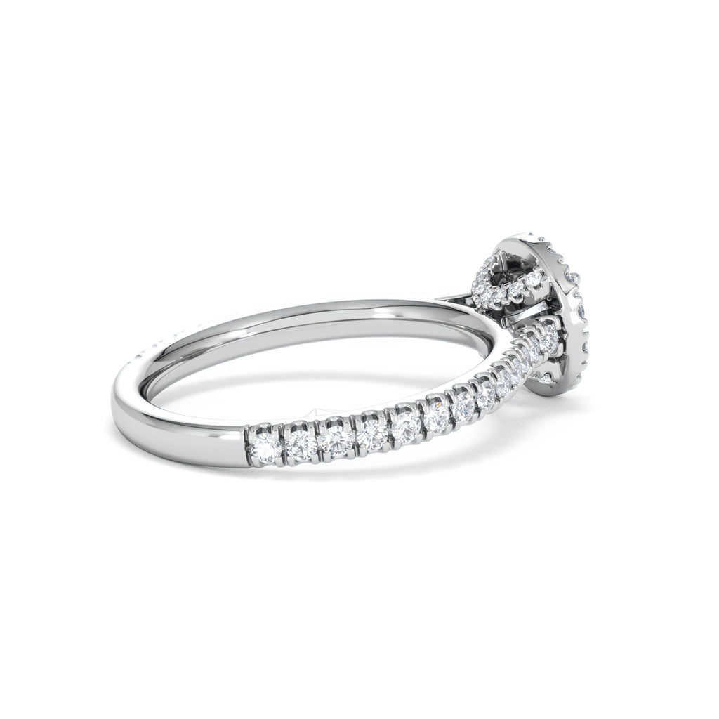 Reina Diamond Halo Engagement Ring in 18K White Gold 1.10ct G/SI2