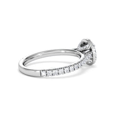 Reina Diamond Halo Engagement Ring in 18K White Gold 1.10ct G/SI2