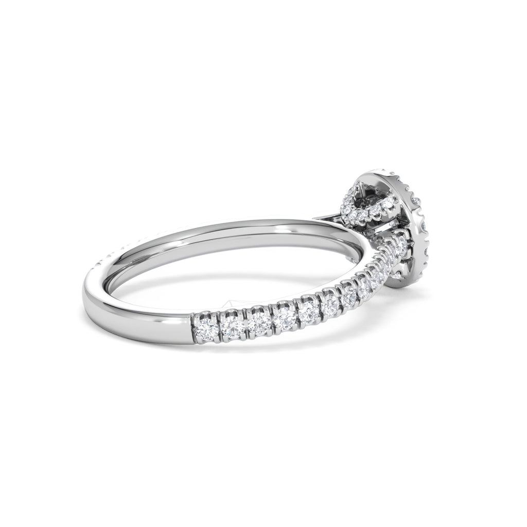Reina Diamond Halo Engagement Ring in 18K White Gold 1.10ct G/SI2
