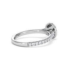 Reina Diamond Halo Engagement Ring in 18K White Gold 1.10ct G/SI2