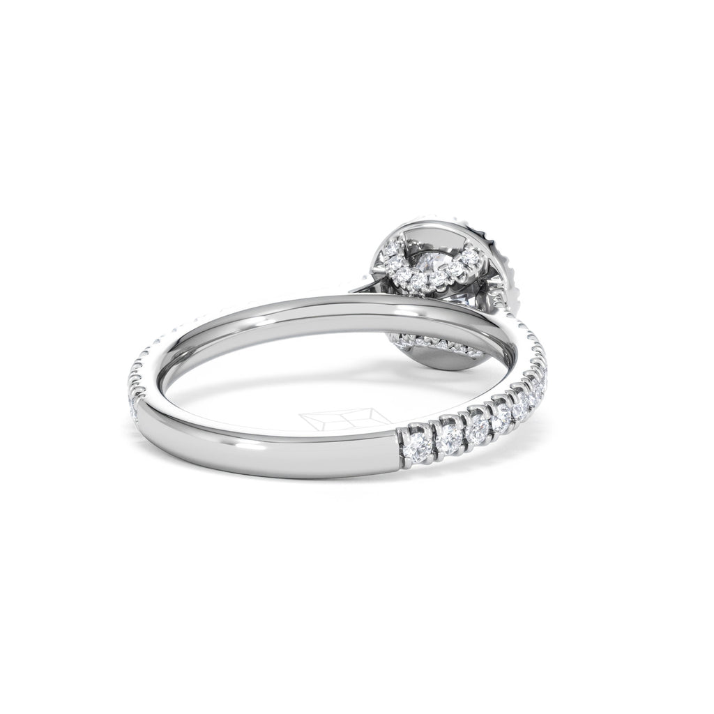 Reina Diamond Halo Engagement Ring in 18K White Gold 1.10ct G/SI2