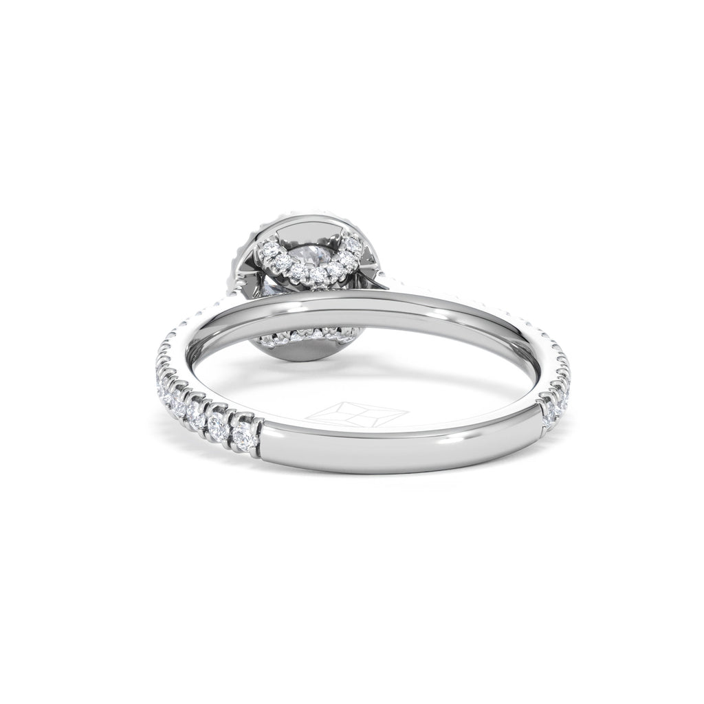 Reina Diamond Halo Engagement Ring in 18K White Gold 1.10ct G/SI2