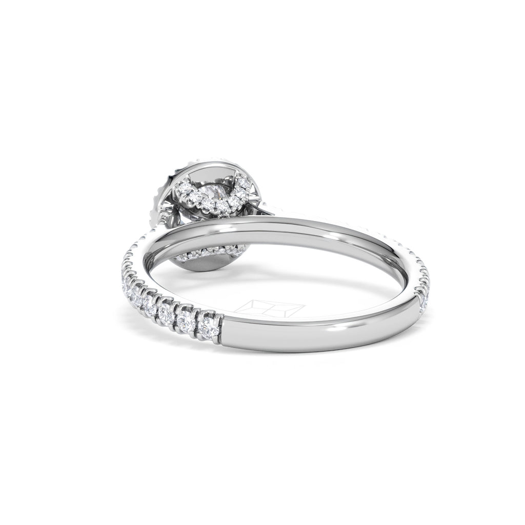 Reina Diamond Halo Engagement Ring in 18K White Gold 1.10ct G/SI2