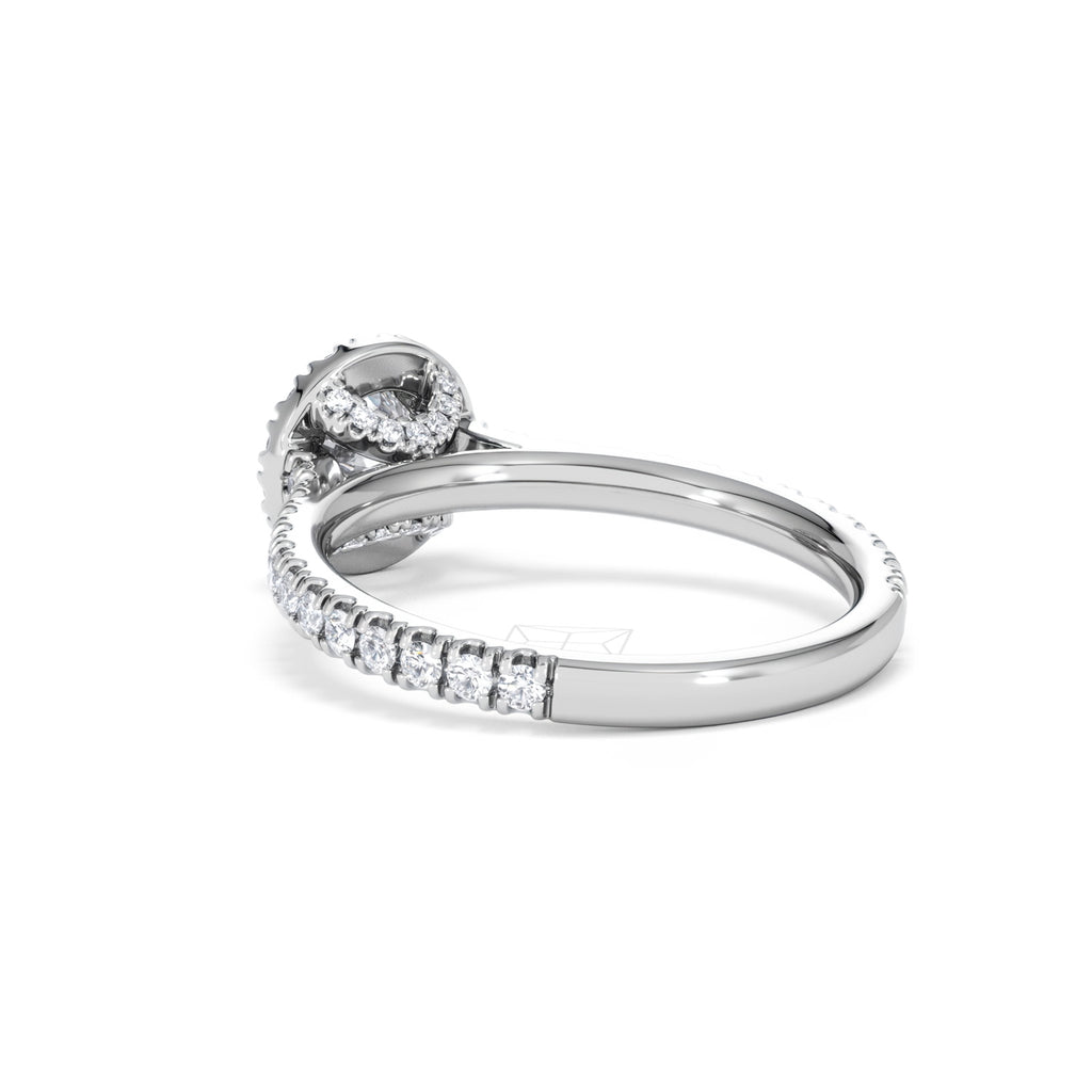 Reina Diamond Halo Engagement Ring in 18K White Gold 1.10ct G/SI2