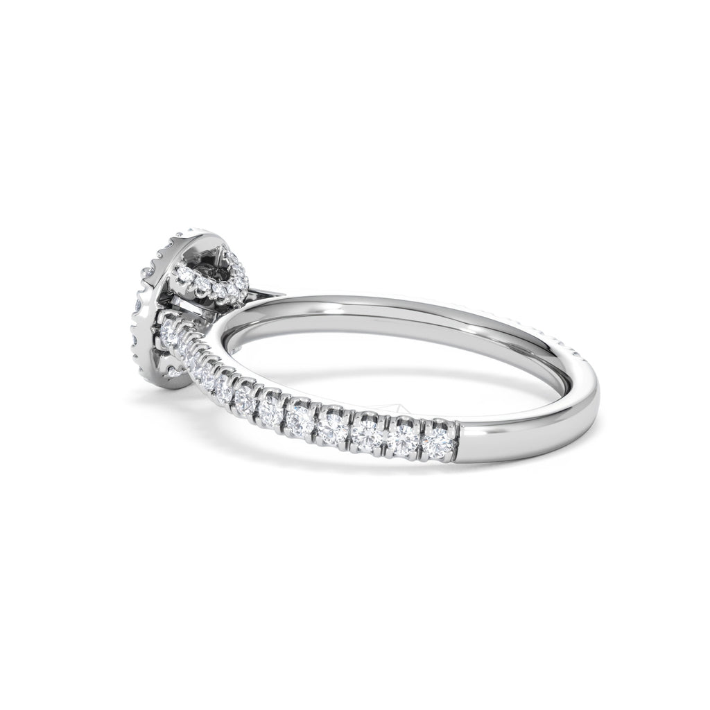 Reina Diamond Halo Engagement Ring in 18K White Gold 1.10ct G/SI2