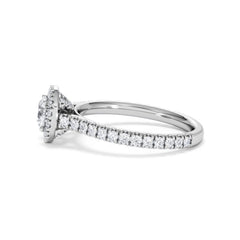 Reina Diamond Halo Engagement Ring in 18K White Gold 1.10ct G/SI2
