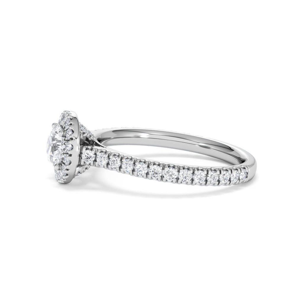 Reina Diamond Halo Engagement Ring in 18K White Gold 1.10ct G/SI2