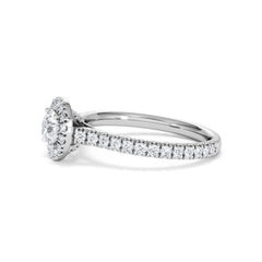 Reina Diamond Halo Engagement Ring in 18K White Gold 1.10ct G/SI2
