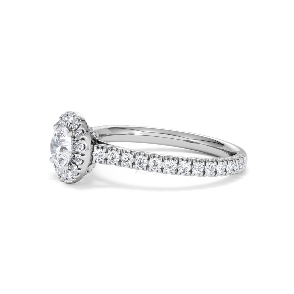 Reina Lab Diamond Halo Engagement Ring in 18K White Gold 1.10ct F/VS1