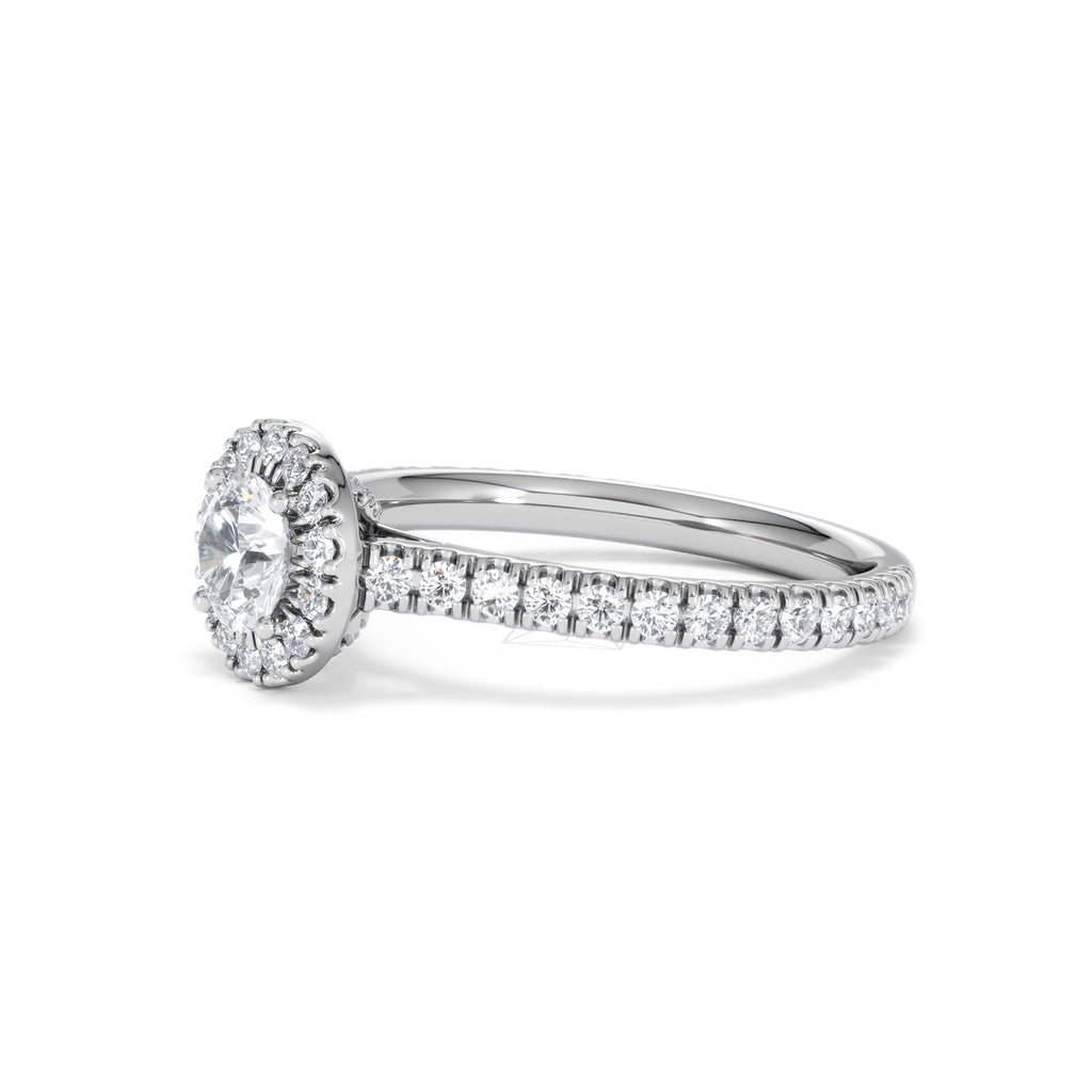 Reina Diamond Halo Engagement Ring in 18K White Gold 1.10ct G/SI2