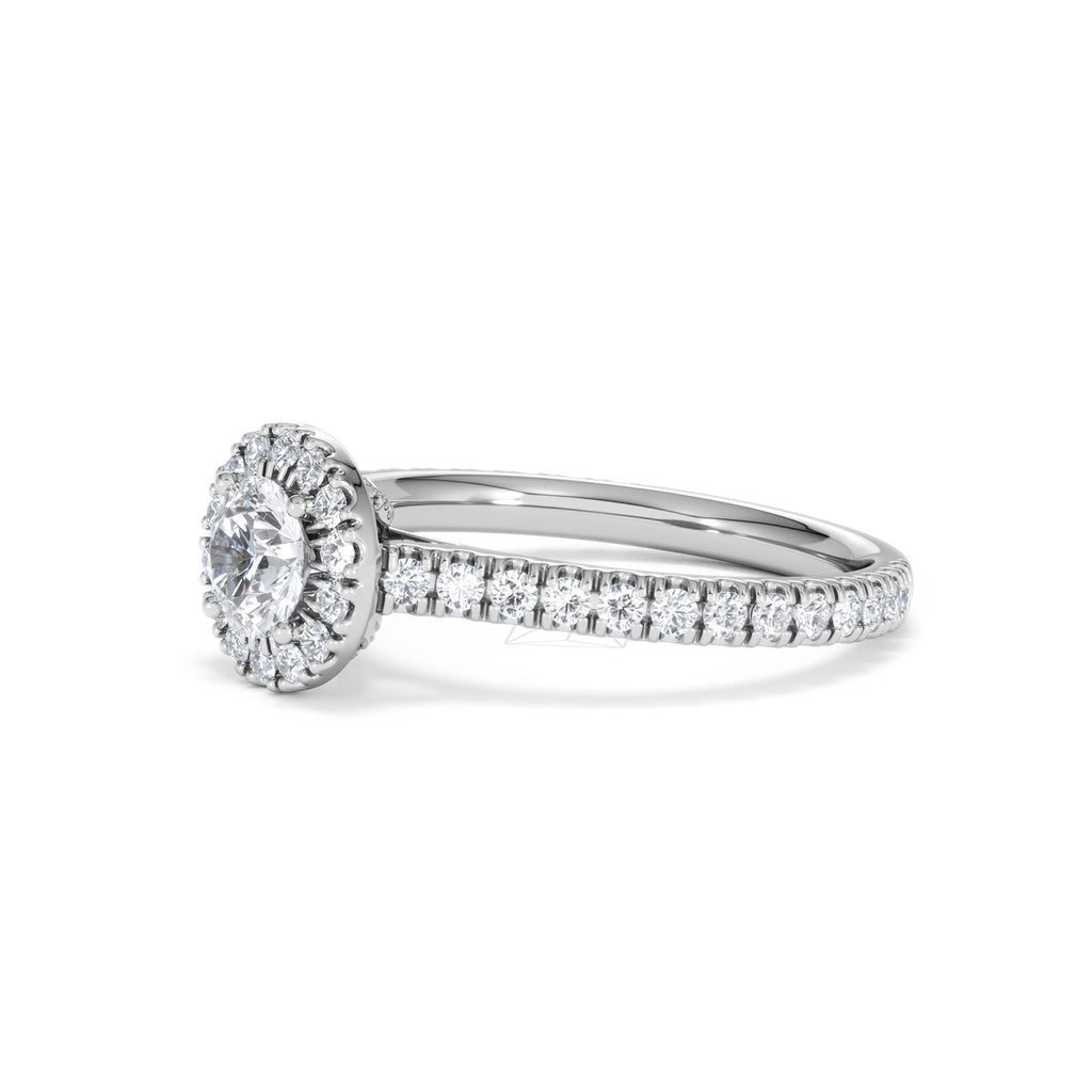 Reina Diamond Halo Engagement Ring in 18K White Gold 1.10ct G/SI2