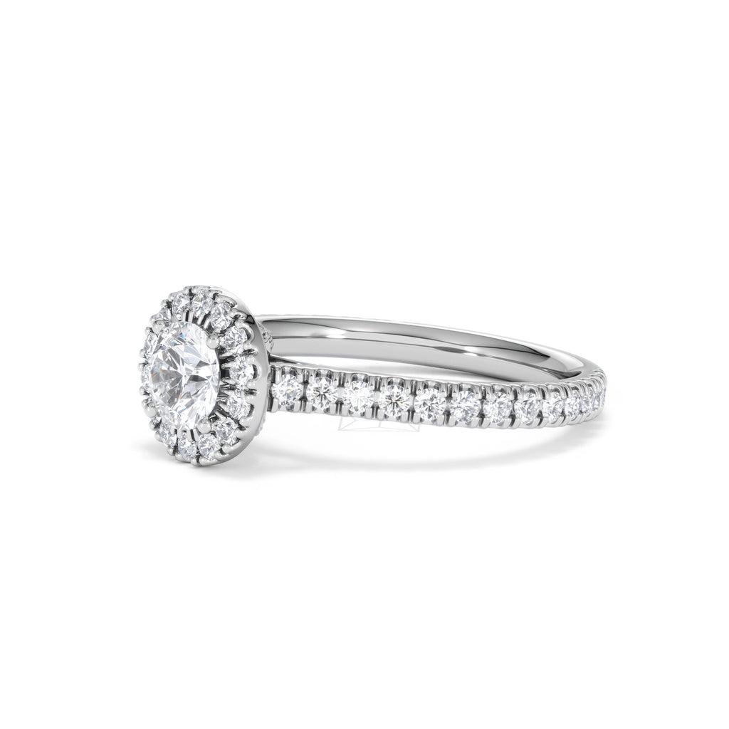 Reina Diamond Halo Engagement Ring in 18K White Gold 1.10ct G/SI2