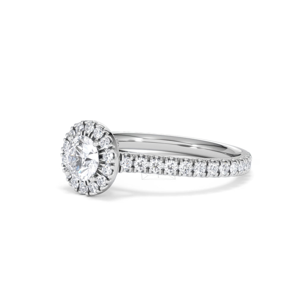 Reina Diamond Halo Engagement Ring in 18K White Gold 1.10ct G/SI2