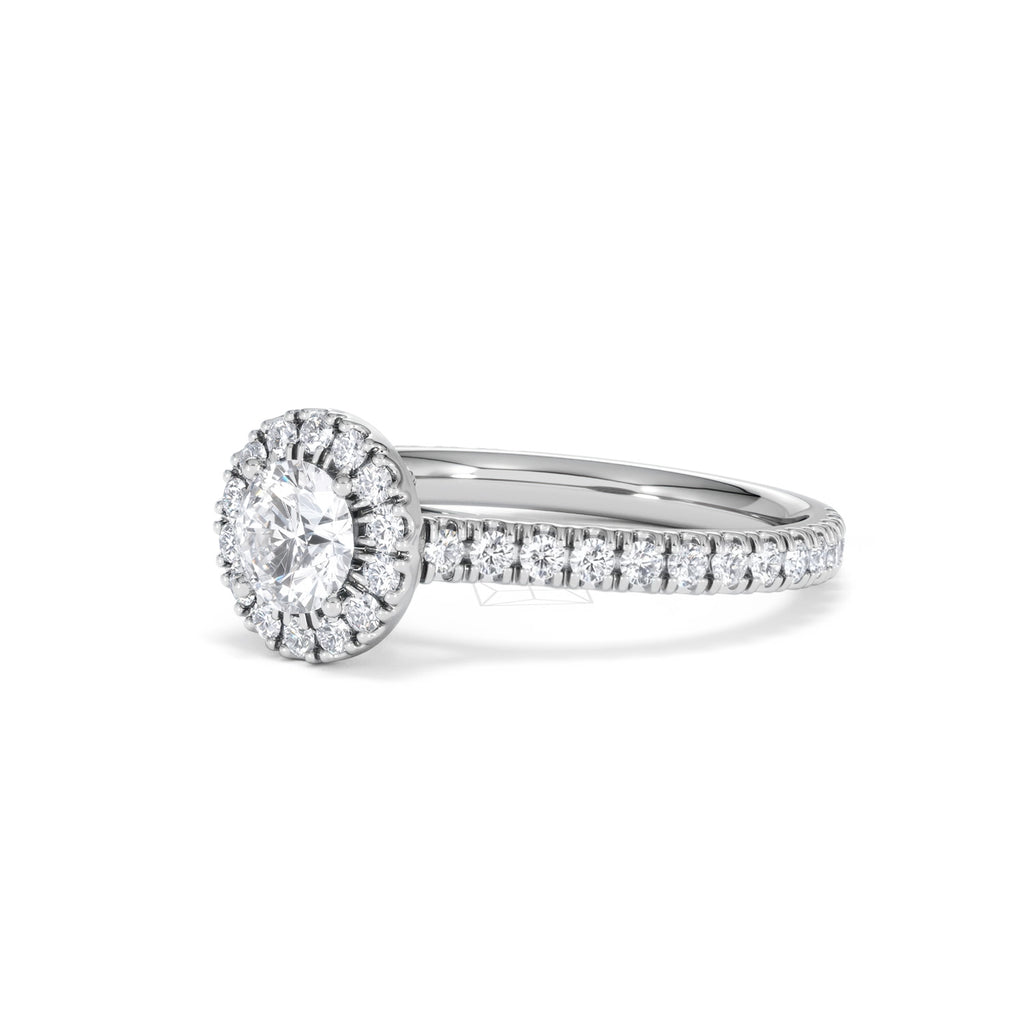 Reina Diamond Halo Engagement Ring in 18K White Gold 1.10ct G/SI2