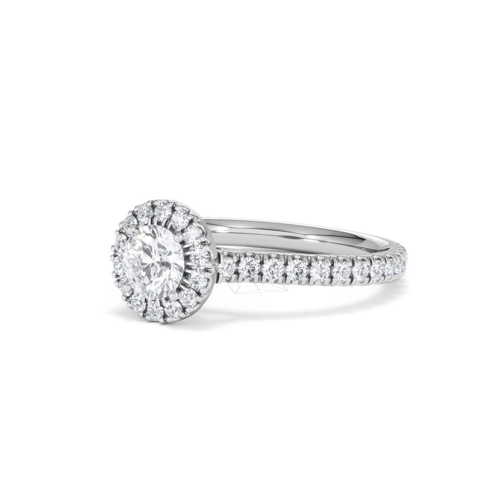 Reina Diamond Halo Engagement Ring in 18K White Gold 1.10ct G/SI2