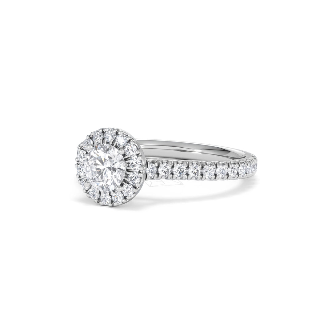 Reina Diamond Halo Engagement Ring in 18K White Gold 1.10ct G/SI2