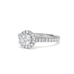 Reina Diamond Halo Engagement Ring in 18K White Gold 1.10ct G/SI2