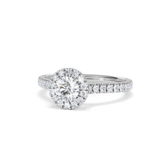 Reina Diamond Halo Engagement Ring in 18K White Gold 1.10ct G/SI2