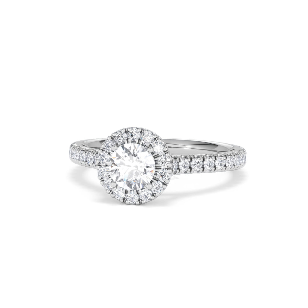 Reina Diamond Halo Engagement Ring in 18K White Gold 1.10ct G/SI2