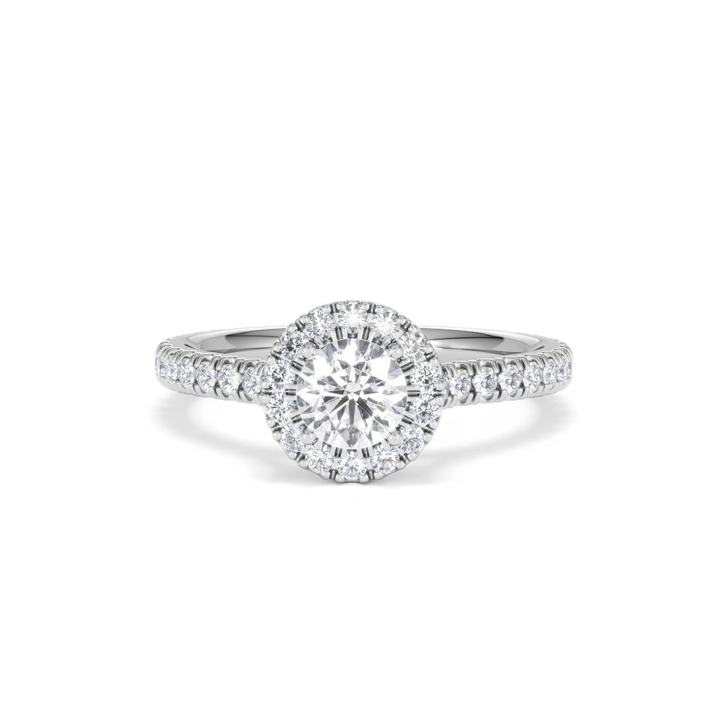 Reina Diamond Halo Engagement Ring in 18K White Gold 1.10ct G/SI2