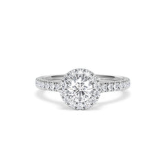 Reina Diamond Halo Engagement Ring in 18K White Gold 1.10ct G/SI2