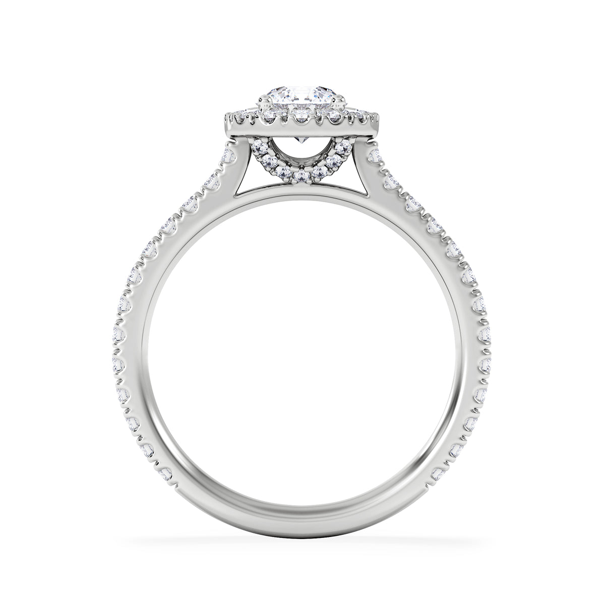 Reina Diamond Halo Engagement Ring in Platinum 1.10ct G/SI2