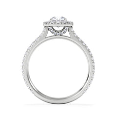 Reina Diamond Halo Engagement Ring in 18K White Gold 1.10ct G/SI2