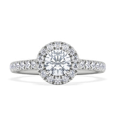 Reina Diamond Halo Engagement Ring in 18K White Gold 1.10ct G/SI2