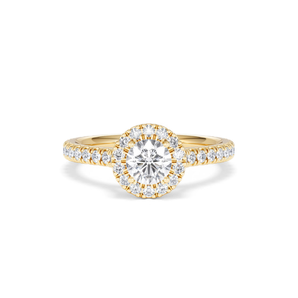 Reina Lab Diamond Halo Engagement Ring in 18K Gold 1.10ct F/VS1