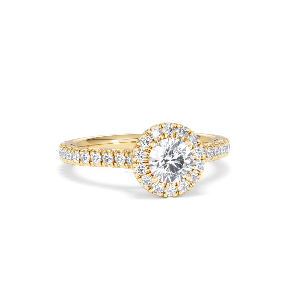 Reina Lab Diamond Halo Engagement Ring in 18K Gold 1.10ct F/VS1