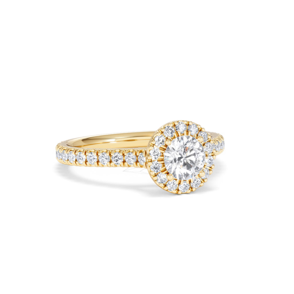 Reina Lab Diamond Halo Engagement Ring in 18K Gold 1.10ct F/VS1