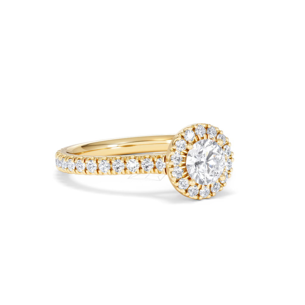Reina Lab Diamond Halo Engagement Ring in 18K Gold 1.10ct F/VS1