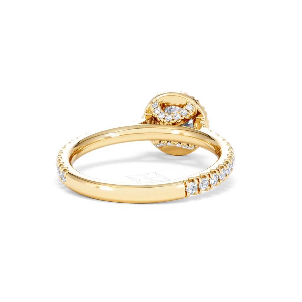 Reina Lab Diamond Halo Engagement Ring in 18K Gold 1.10ct F/VS1