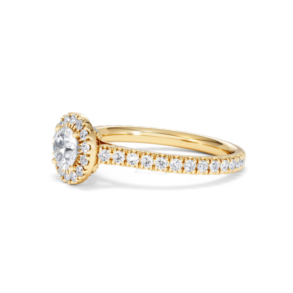 Reina Lab Diamond Halo Engagement Ring in 18K Gold 1.10ct F/VS1