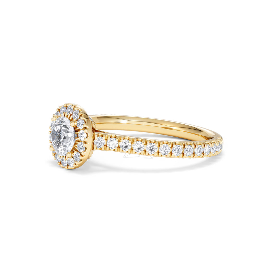 Reina Lab Diamond Halo Engagement Ring in 18K Gold 1.10ct F/VS1