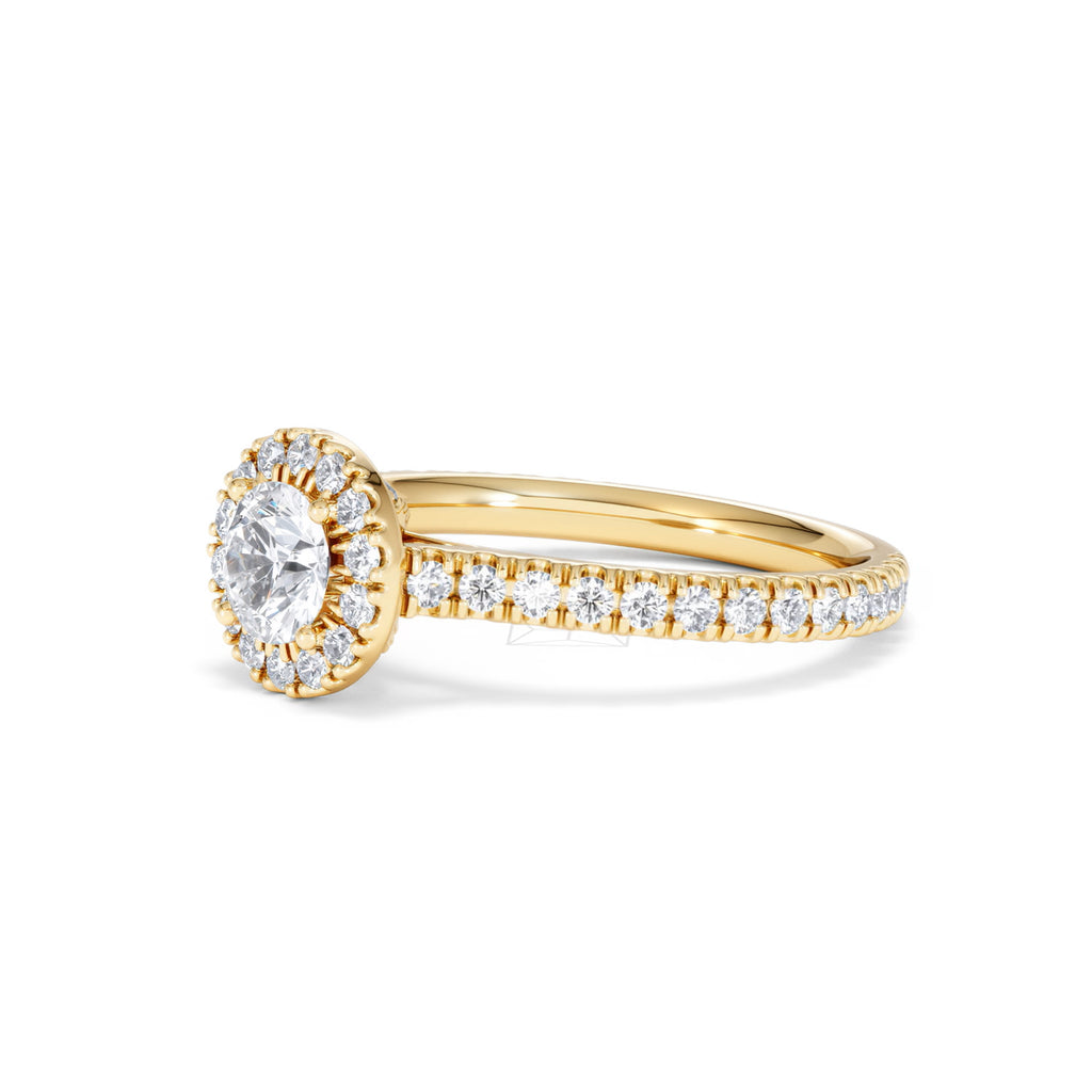 Reina Lab Diamond Halo Engagement Ring in 18K Gold 1.10ct F/VS1