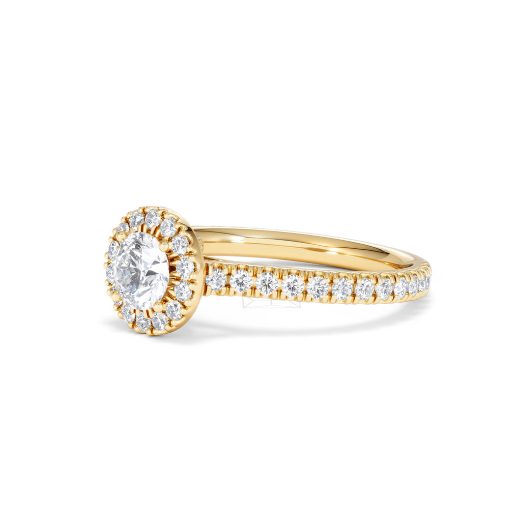 Reina Lab Diamond Halo Engagement Ring in 18K Gold 1.10ct F/VS1