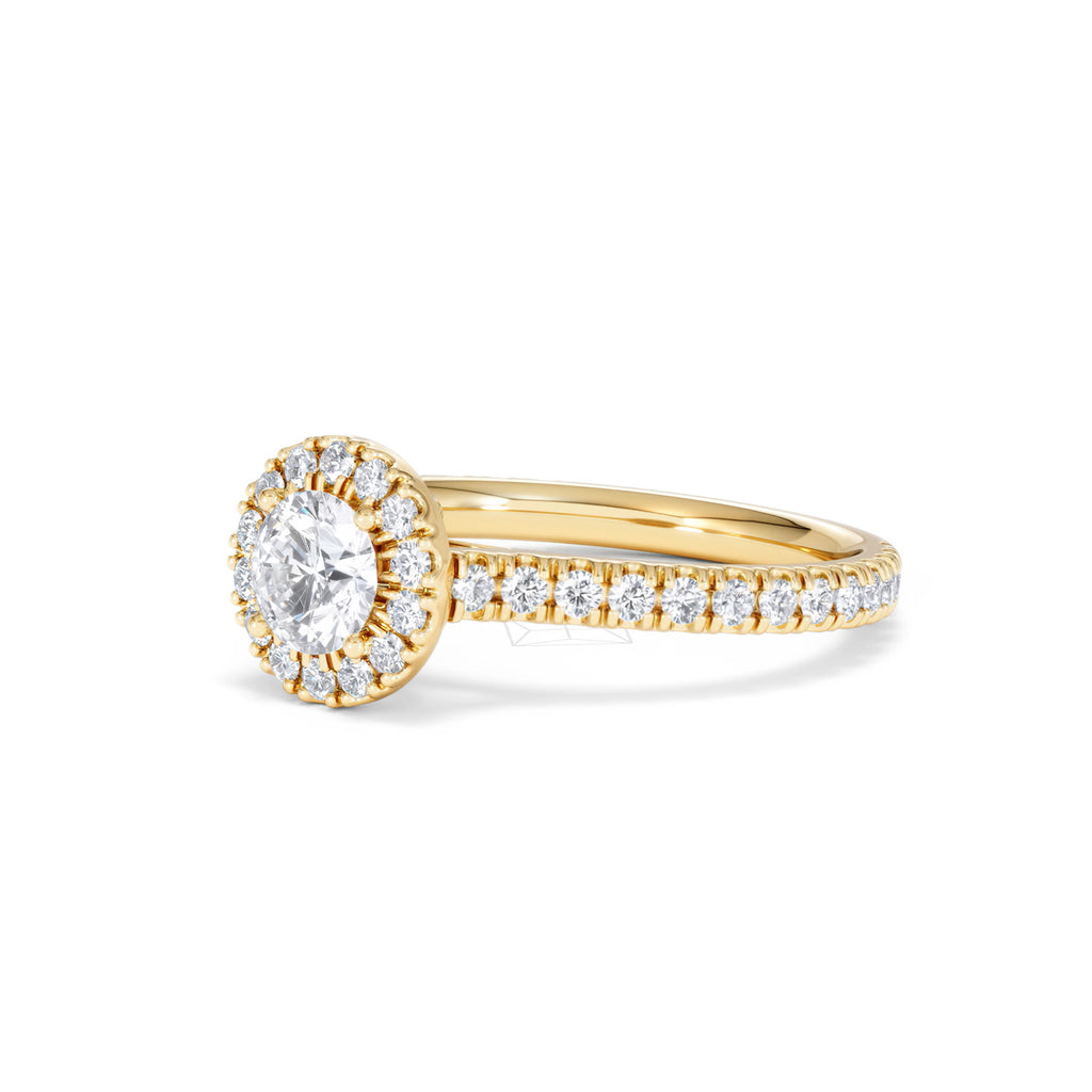 Reina Lab Diamond Halo Engagement Ring in 18K Gold 1.10ct F/VS1
