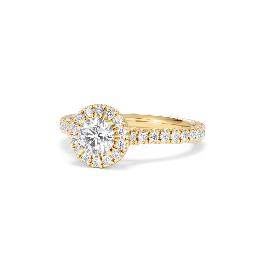 Reina Lab Diamond Halo Engagement Ring in 18K Gold 1.10ct F/VS1