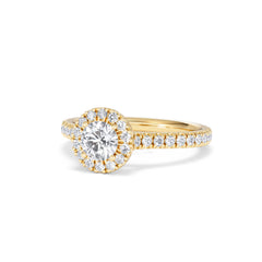Reina Lab Diamond Halo Engagement Ring in 18K Gold 1.10ct F/VS1