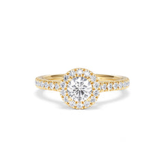 Reina Lab Diamond Halo Engagement Ring in 18K Gold 1.10ct F/VS1