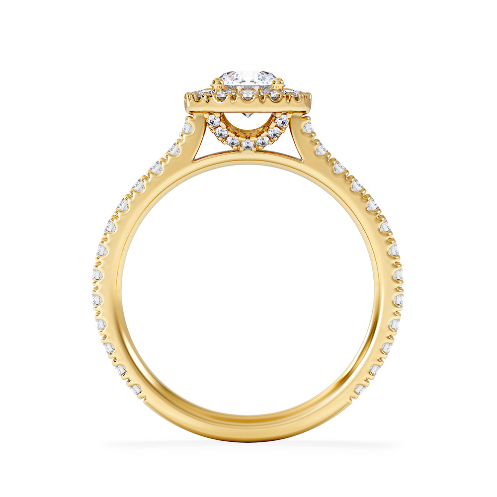 Reina Lab Diamond Halo Engagement Ring in 18K Gold 1.10ct F/VS1