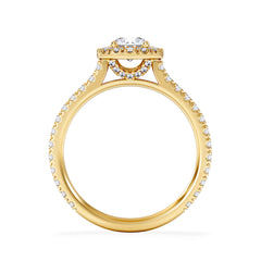 Reina Lab Diamond Halo Engagement Ring in 18K Gold 1.10ct F/VS1
