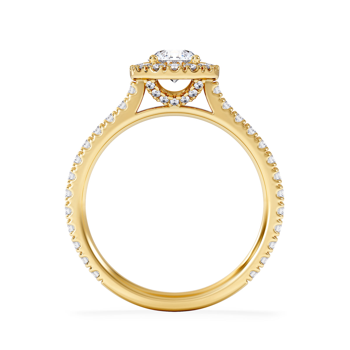 Reina Lab Diamond Halo Engagement Ring in 18K Gold 1.10ct F/VS1