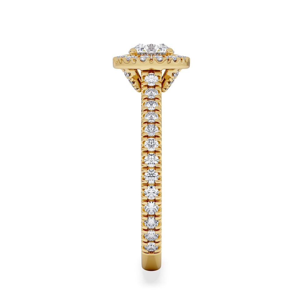 Reina Lab Diamond Halo Engagement Ring in 18K Gold 1.10ct F/VS1
